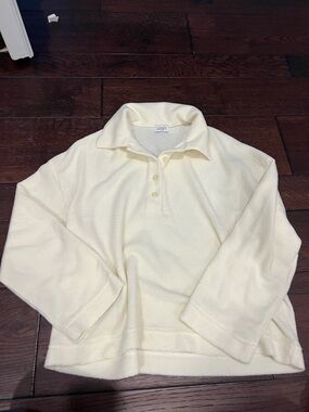 LESET cream Fleece Polo Pullover- matching pants in closet